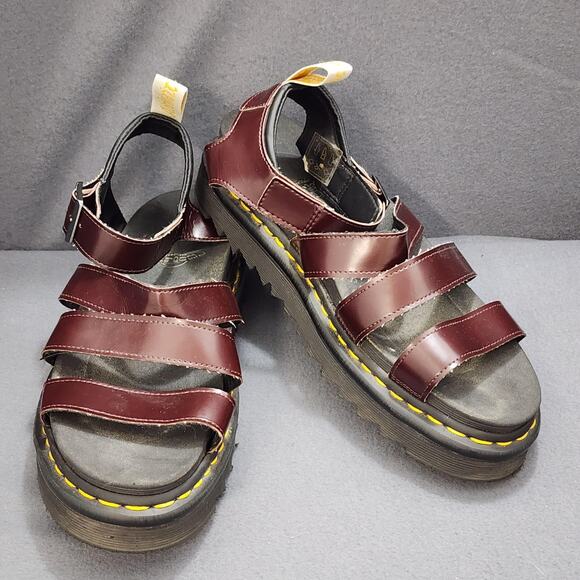 Dr. Martens Sandals Womens Size 11 Oxblood V Blaire Vegan Platform SoftWair - Picture 1 of 14